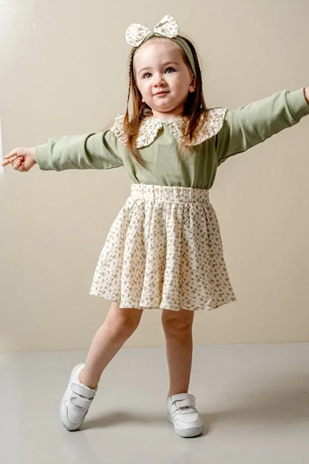 Детский комплект для девочек с цветочным принтом Glam Jnf Kids, Mint Green