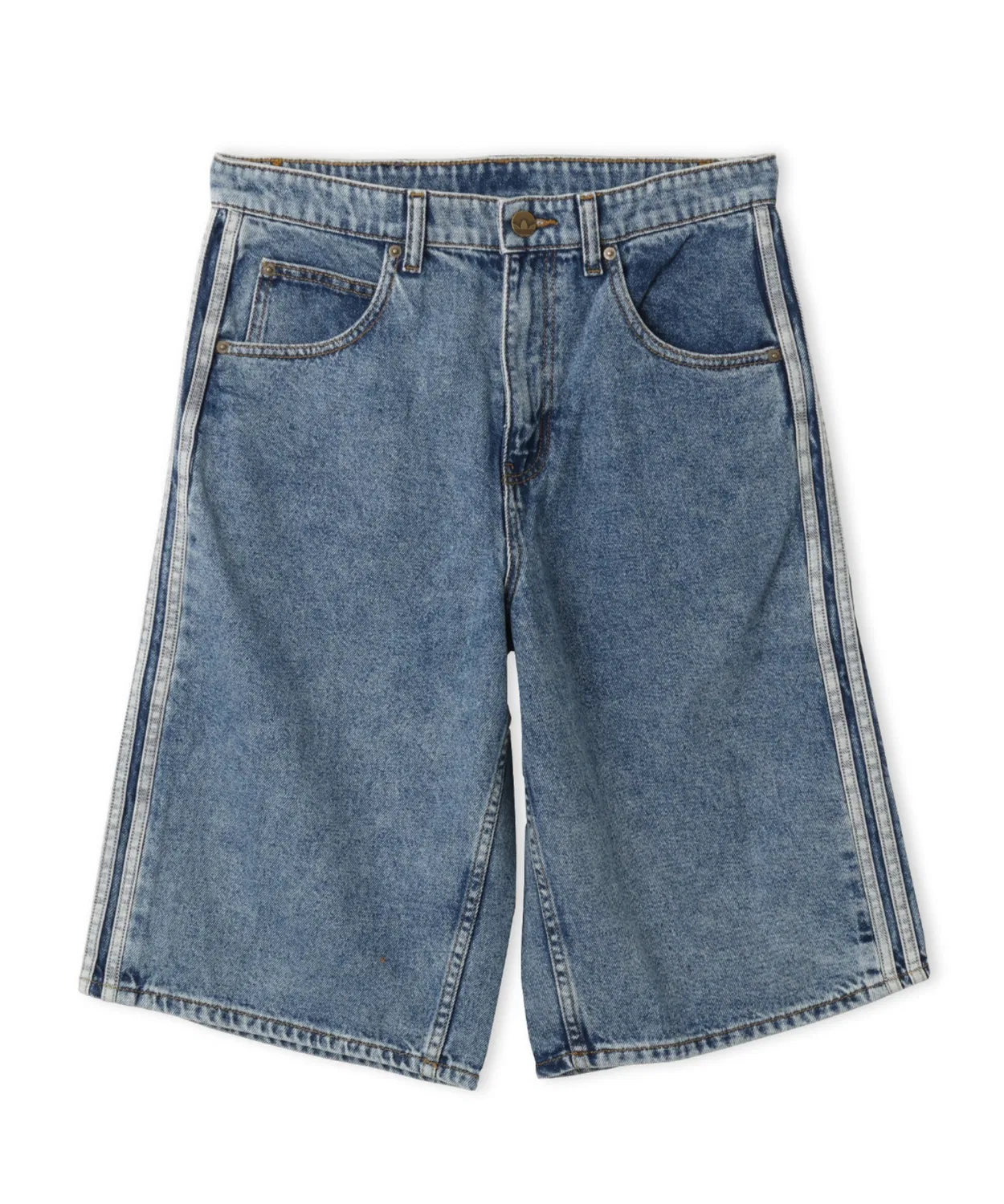 Мужские джинсовые шорты с принтом Firebird Adicolor Light Wash Denim Adidas, Light Indigo Blue