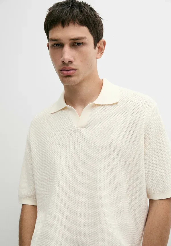Футболка поло хлопок Massimo Dutti бежевый — фото 4