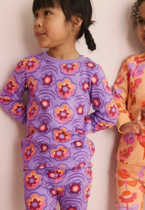 Пижамный комплект из 3 предметов, хлопок, Regular Fit Retro Floral Print Snuggle Pyjamas 3 Pack, Next, Pink, Purple, фиолетовый/розовый — фото 3