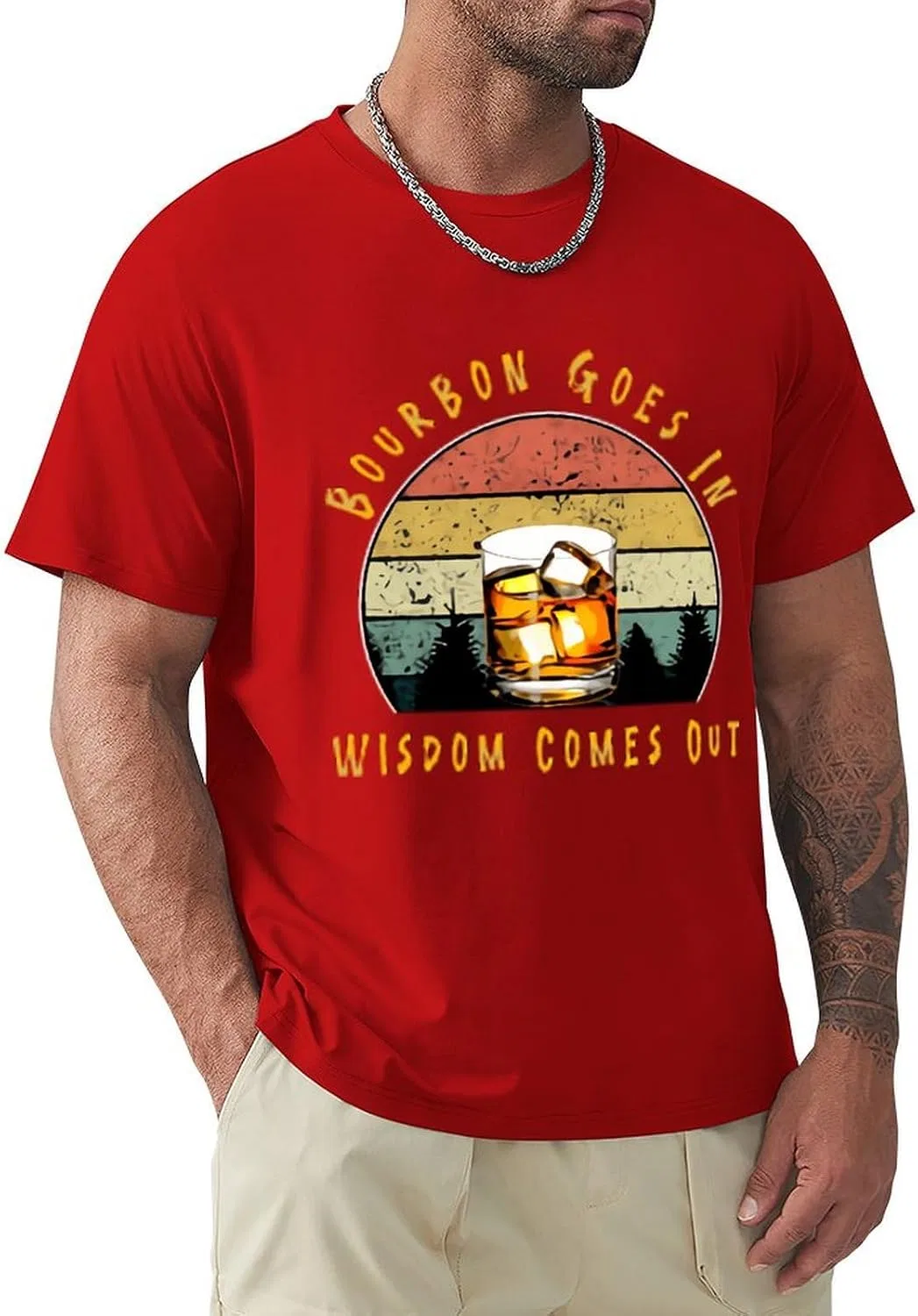 Мужская футболка с принтом Bourbon Goes in Wisdom Comes Out, Red