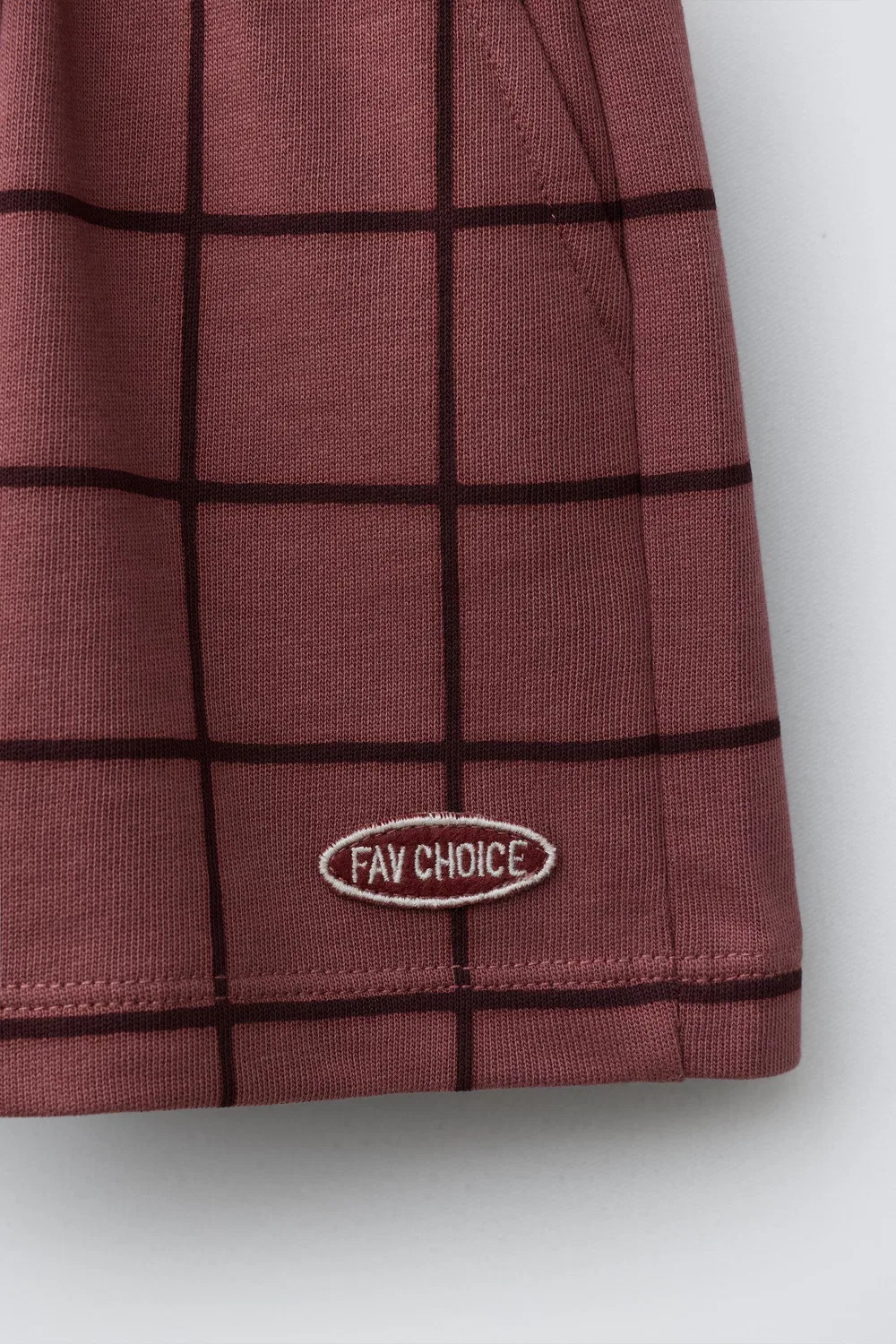 Шорты-бермуды с клетчатым принтом ZARA, Burgundy — фото 4