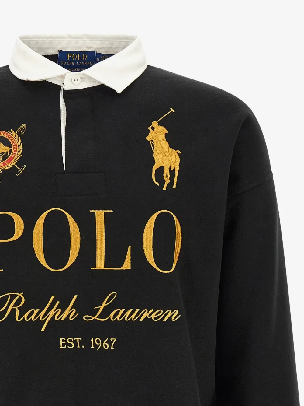 Свободный крой толстовка-поло регбийка с крупным пони POLO RALPH LAUREN, черный — фото 3