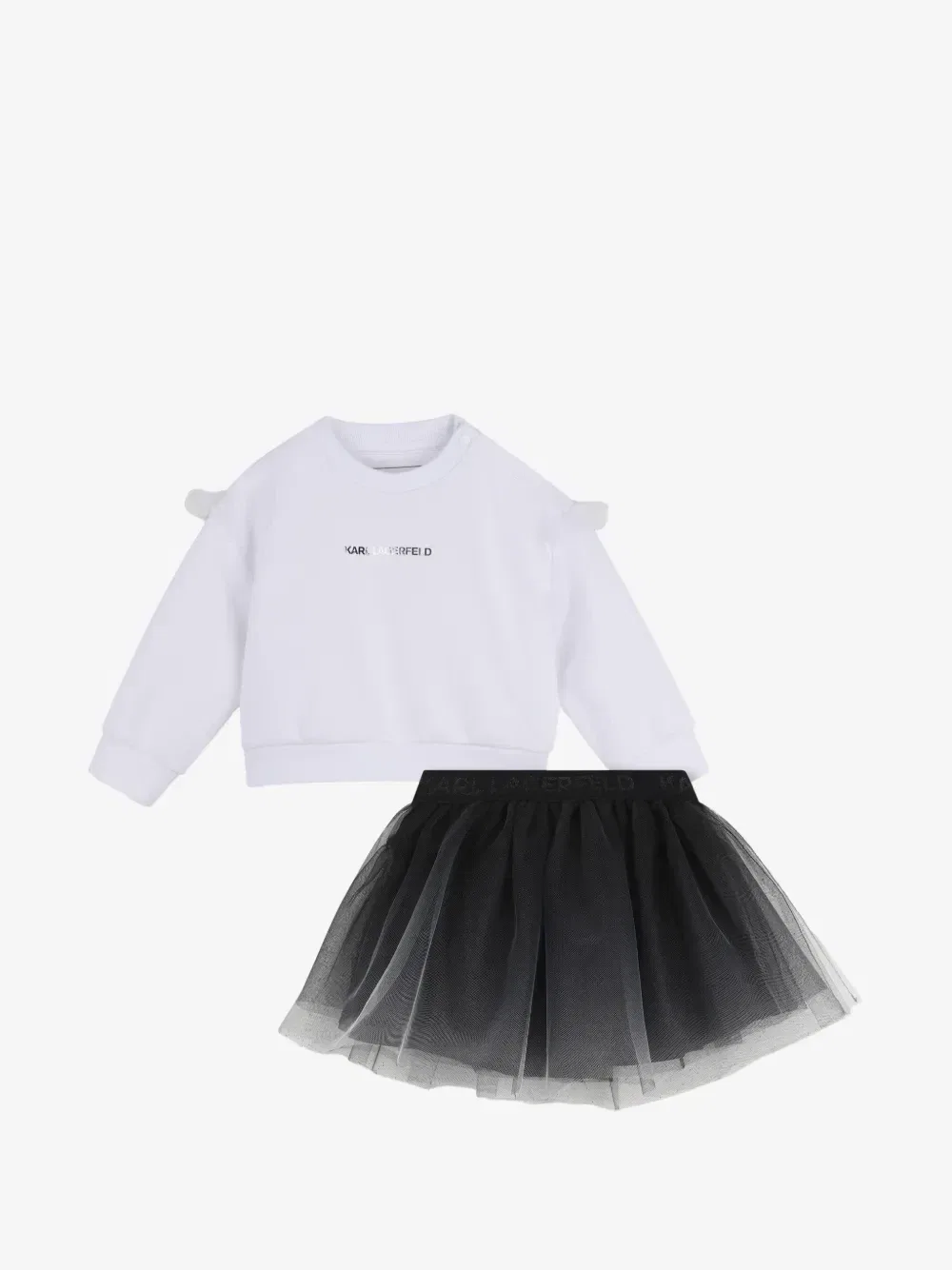 Комплект из толстовки и юбки с логотипом и вставками Karl Lagerfeld Kids, белый