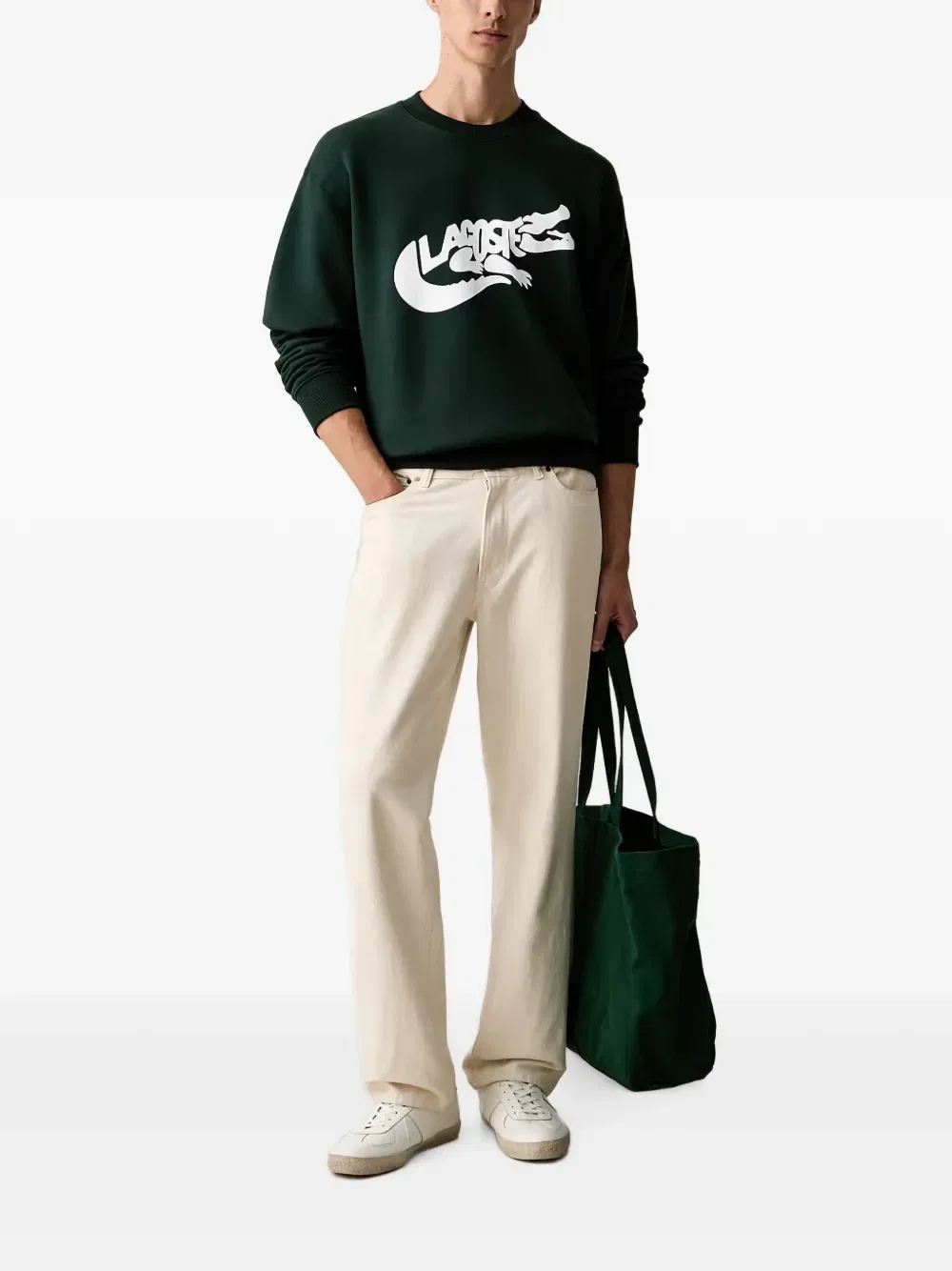 Толстовка с принтом логотипа Lacoste, зеленый — фото 2