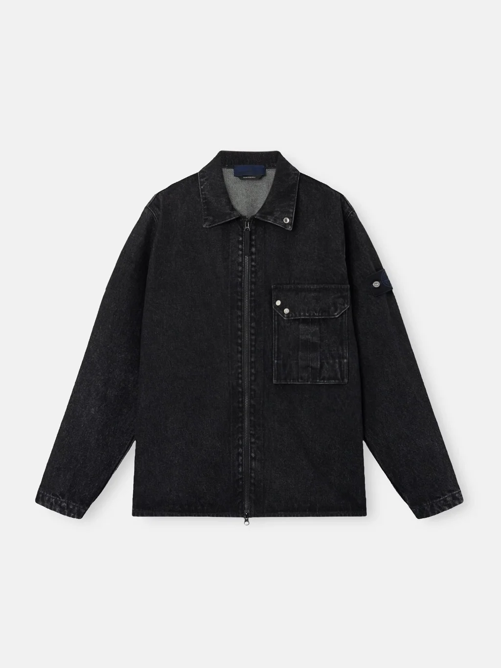 Мужская рубашка-куртка Stone Island Comfort-fit Zip-up With Chest Pocket, черный — фото 2