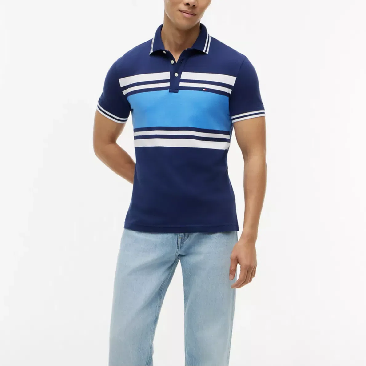 Мужское поло Marine Blue/Blue Tommy Hilfiger — фото 3
