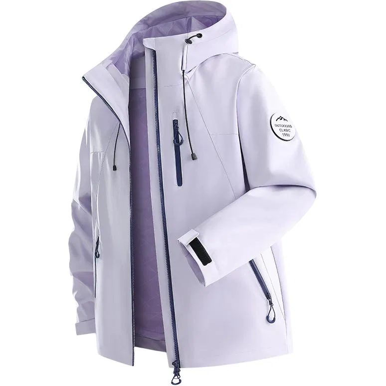 Детский ветрозащитный плащ с капюшоном JEEP SPIRIT, White Rattan Purple