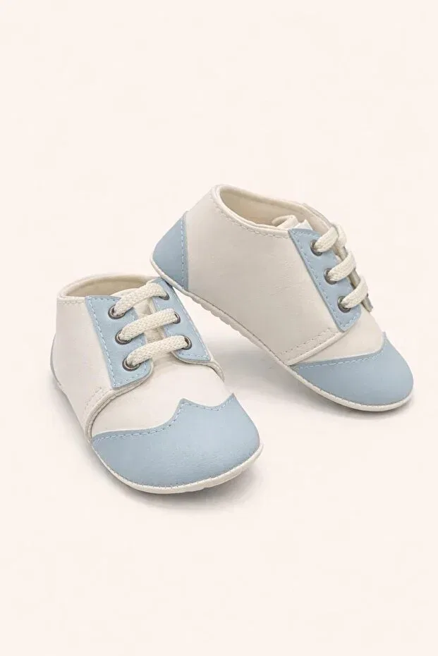 Детские ботинки для девочек кожаные Glam Minissa Baby Kids, Blue And White — фото 4