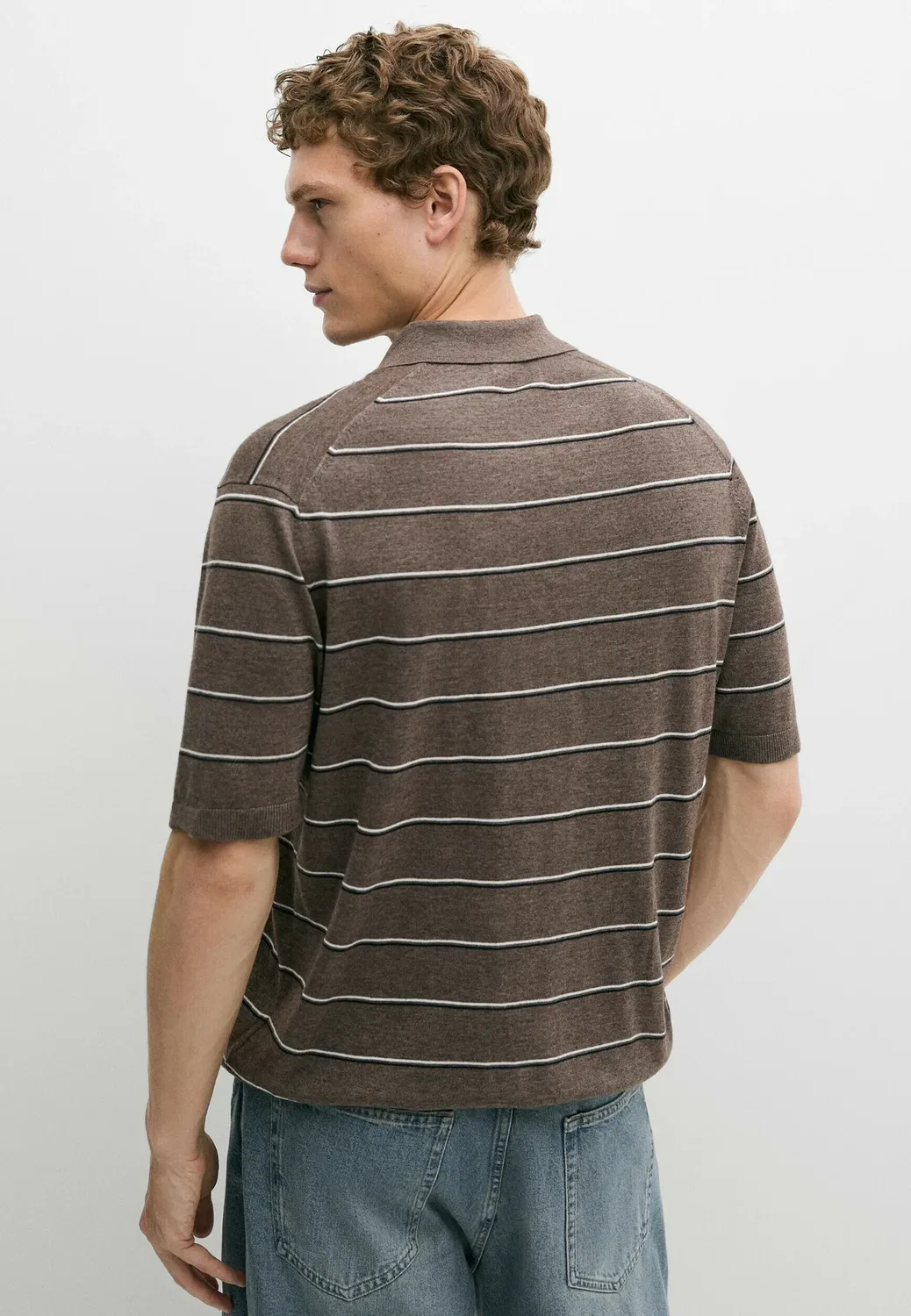 Рубашка поло Massimo Dutti, Mottled Brown — фото 3