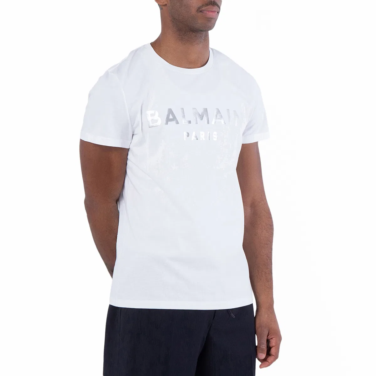 Футболка с фольгированным логотипом Foil Logo Embossed T Shirt Balmain, Gac White/Argent — фото 2