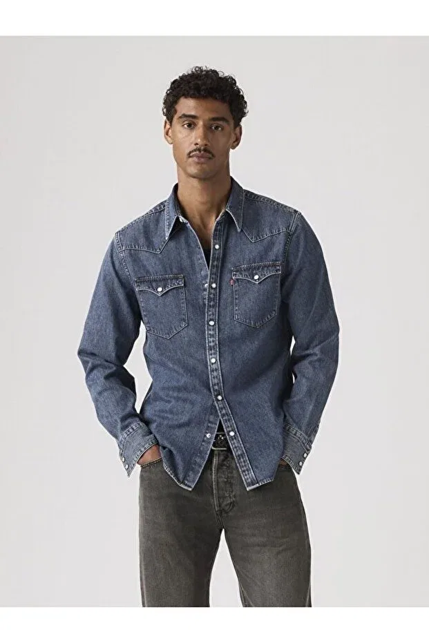 Мужская рубашка с длинным рукавом Levi'S, Med Indigo - Flat Finish