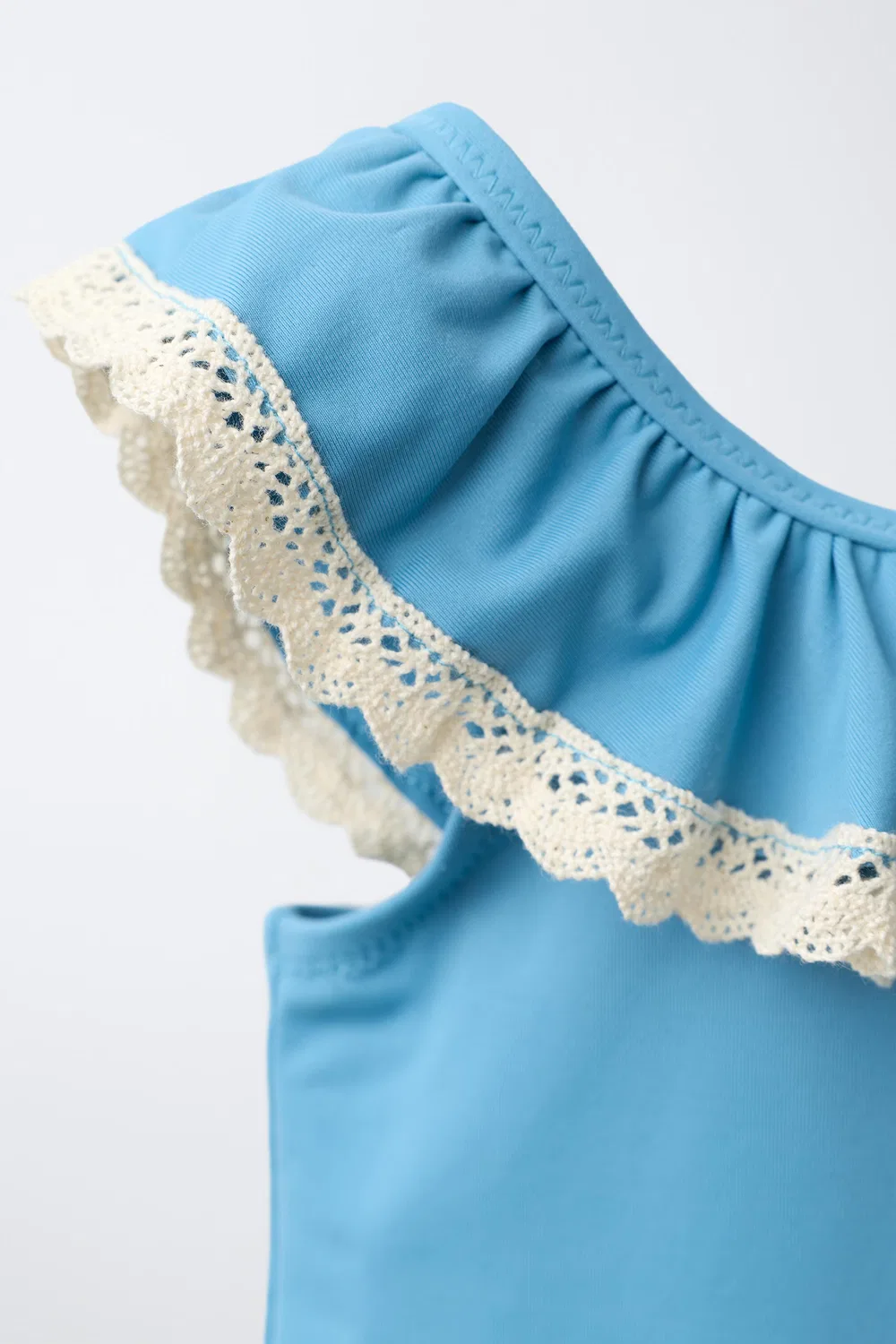 2-6 лет / Купальник с контрастной кружевной отделкой ZARA, Petrol Blue — фото 3