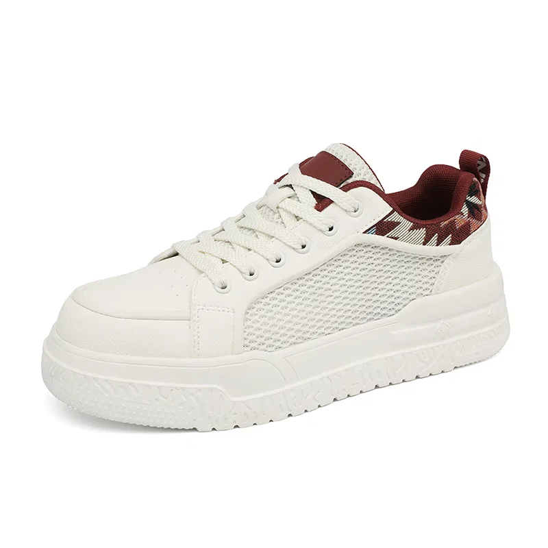 Детские кеды для скейтбординга с синтетической кожей VENICEW, Beige Red — фото 3