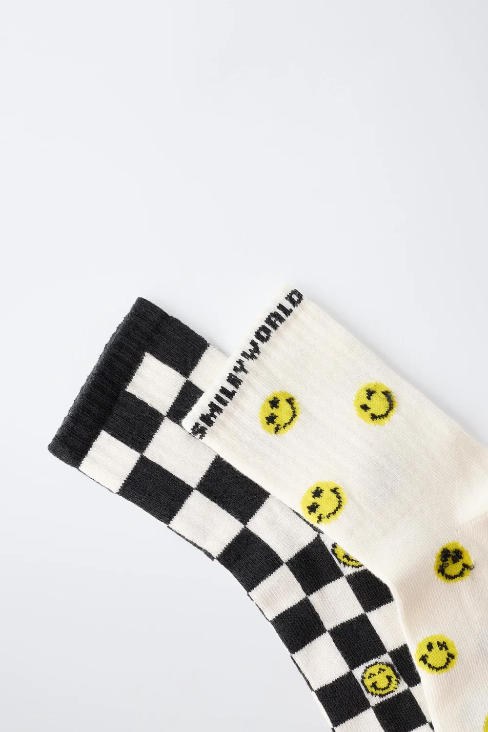 Набор из 2 носков средней длины в клетку SMILEYWORLD ZARA, Black/White — фото 3