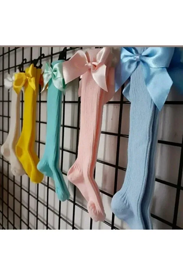Детские носки с бантом 5 шт Özkardeşler Baby, Cream Yellow Aqua Green Salmon Blue