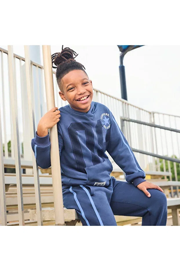 Детское худи с капюшоном Retro Remix Kids Navy Blue Hoodie Converse, Bfk-Blue