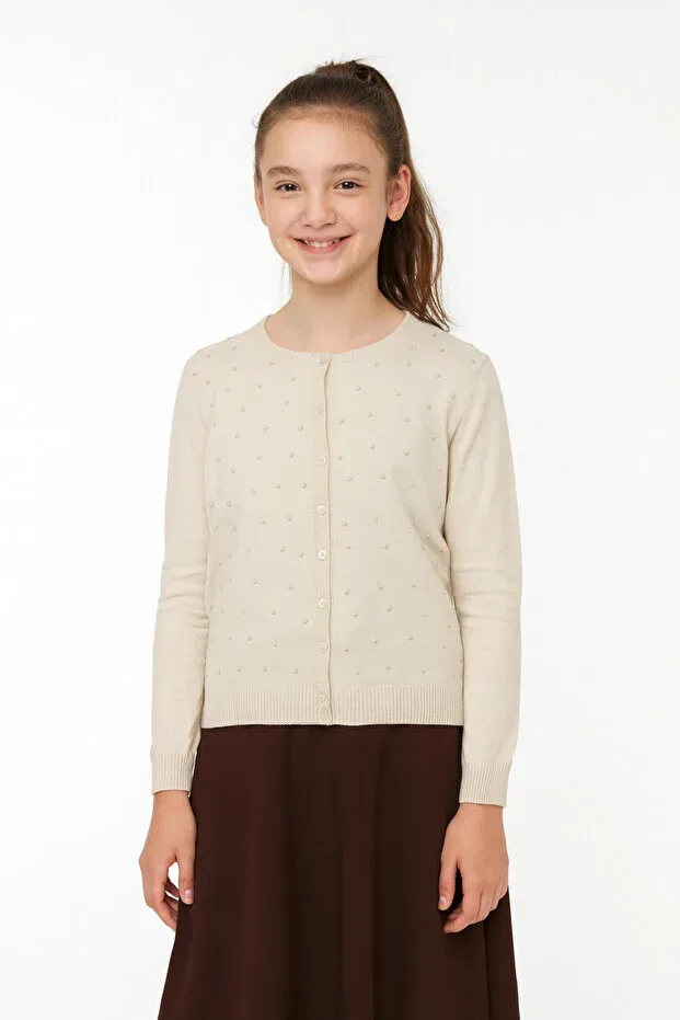 Детский кардиган для девочек вязаный Minora, Beige