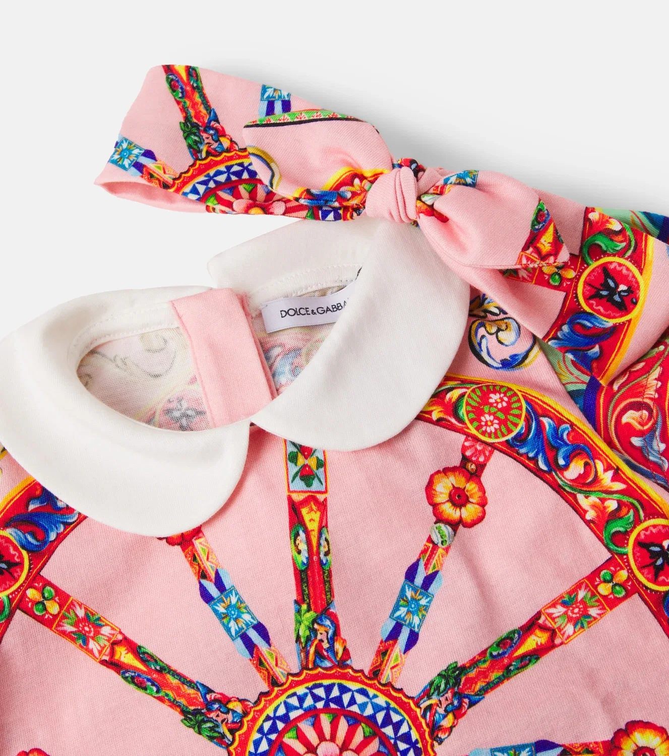 Комплект из комбинезона и повязки на голову из хлопка Baby Carretto Dolce&Gabbana Kids, розовый — фото 4