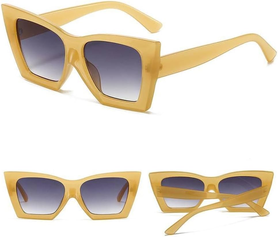 

Солнцезащитные очки «кошачий глаз» в крупной оправе 2027 года, модные и оригинальные, простые солнцезащитные очки, нишевые солнцезащитные очки в стиле хип-хоп для женщин MTZJH, Yellow Gray