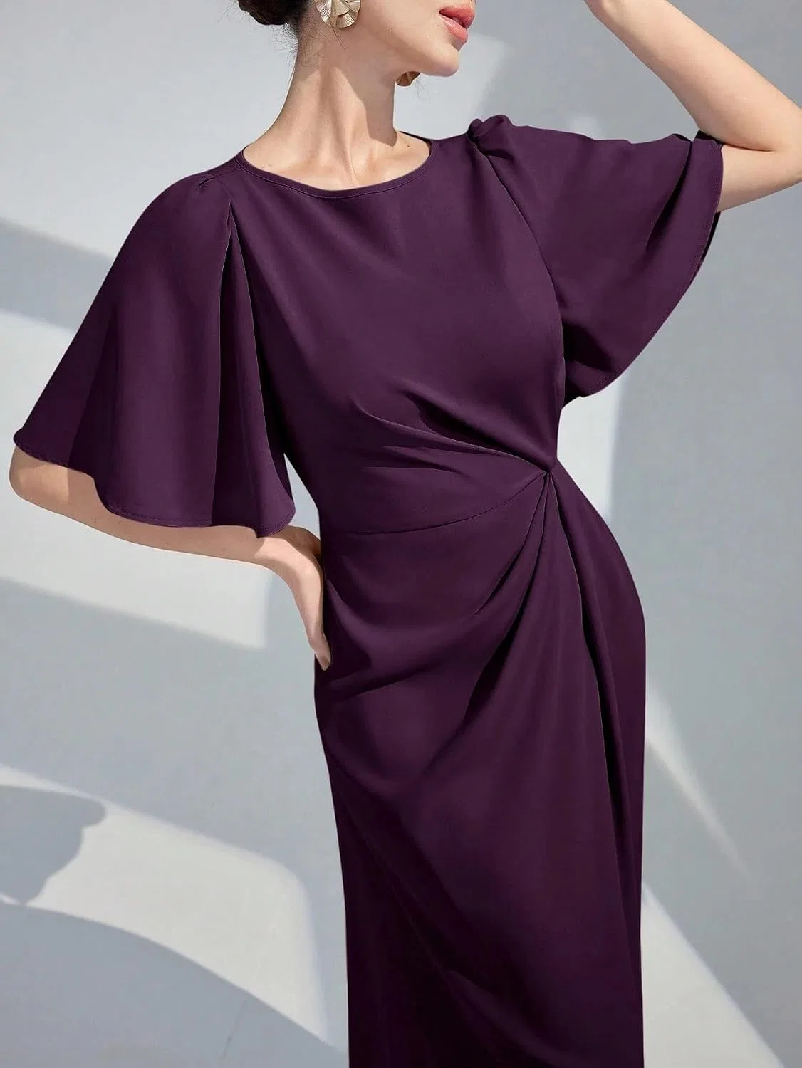 Женское элегантное платье А-силуэта с воланами, Purple — фото 4