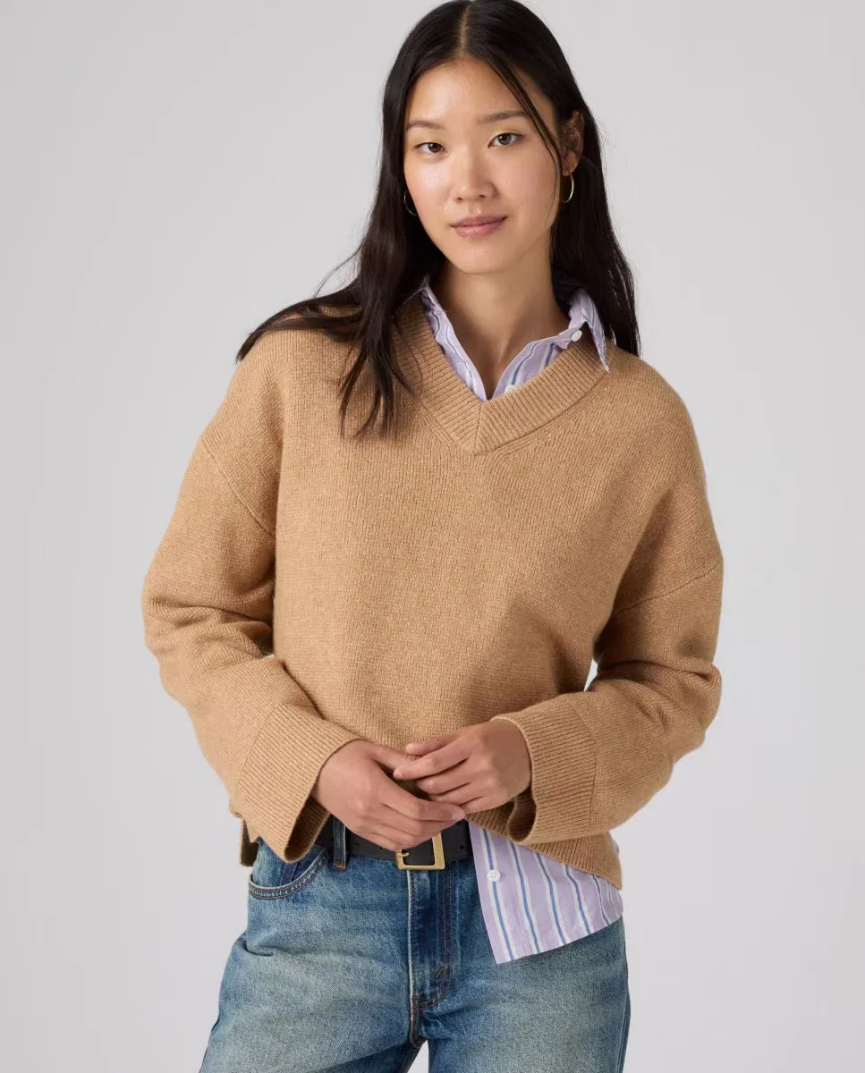 Женский джемпер трикотажный, Cuello Pico, Levi's, светло-коричневый — фото 4