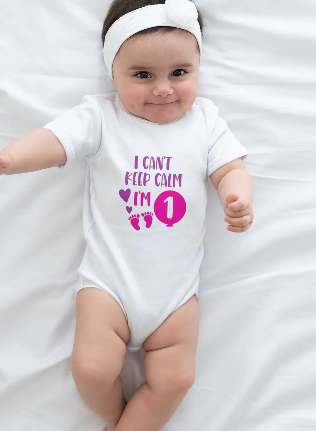 Боди-комбинезон с коротким рукавом I can't keep calm i'm 1 Zoom, белый