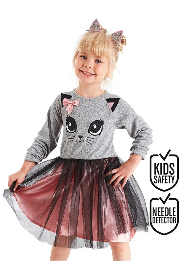 Детское платье для девочек с длинным рукавом Denokids, Gray