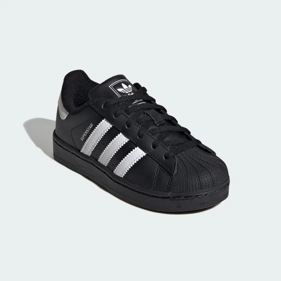 Кроссовки с верхом из кожи и резиновым носком adidas Originals JH9981 Superstar II, Черный — фото 3