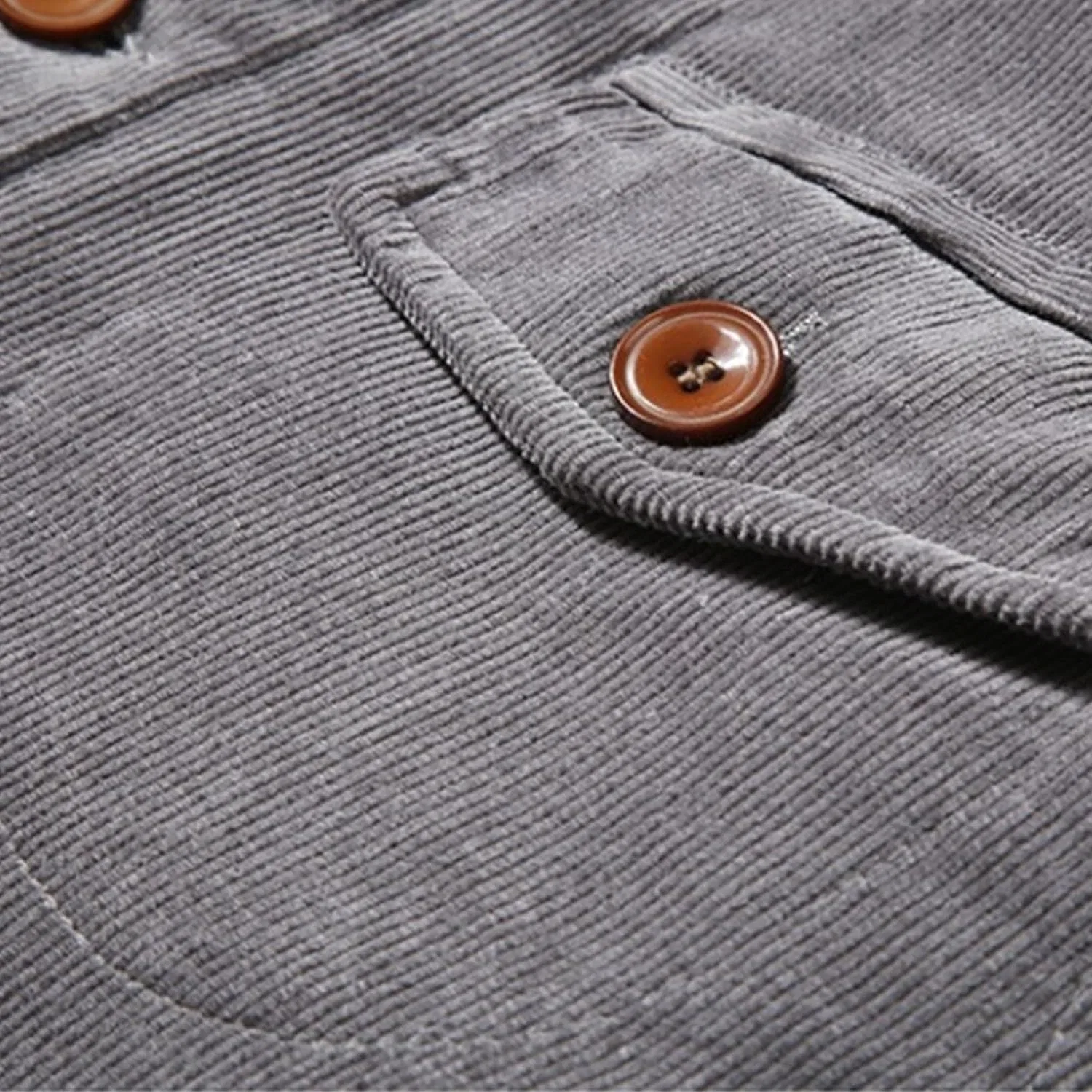 Мужское пальто из вельвета с подкладкой, Corduroy Lined Jacket, серый — фото 3