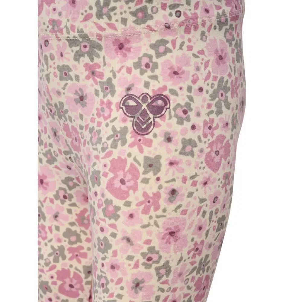 Детские леггинсы для девочек с принтом Mini Flower AOP Hummel, Pink — фото 2