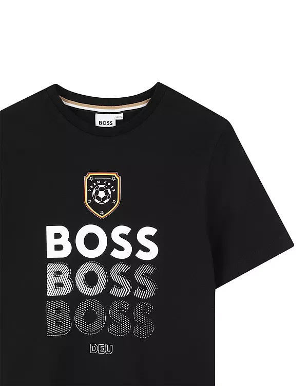 Детская футболка для мальчиков с коротким рукавом Boss Kidswear, черный — фото 3
