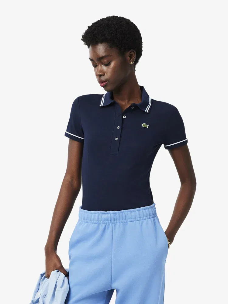 Поло LACOSTE Navy, с логотипом, Slim Fit