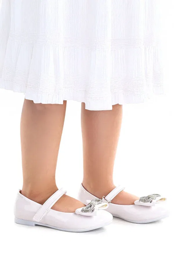 Детские балетки для девочек с бантиком Kiko Kids, White — фото 3