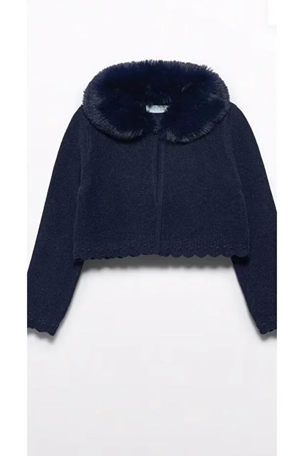 Детский кардиган для девочек с меховым воротником Abel&Lula, Navy Blue Generic Brands