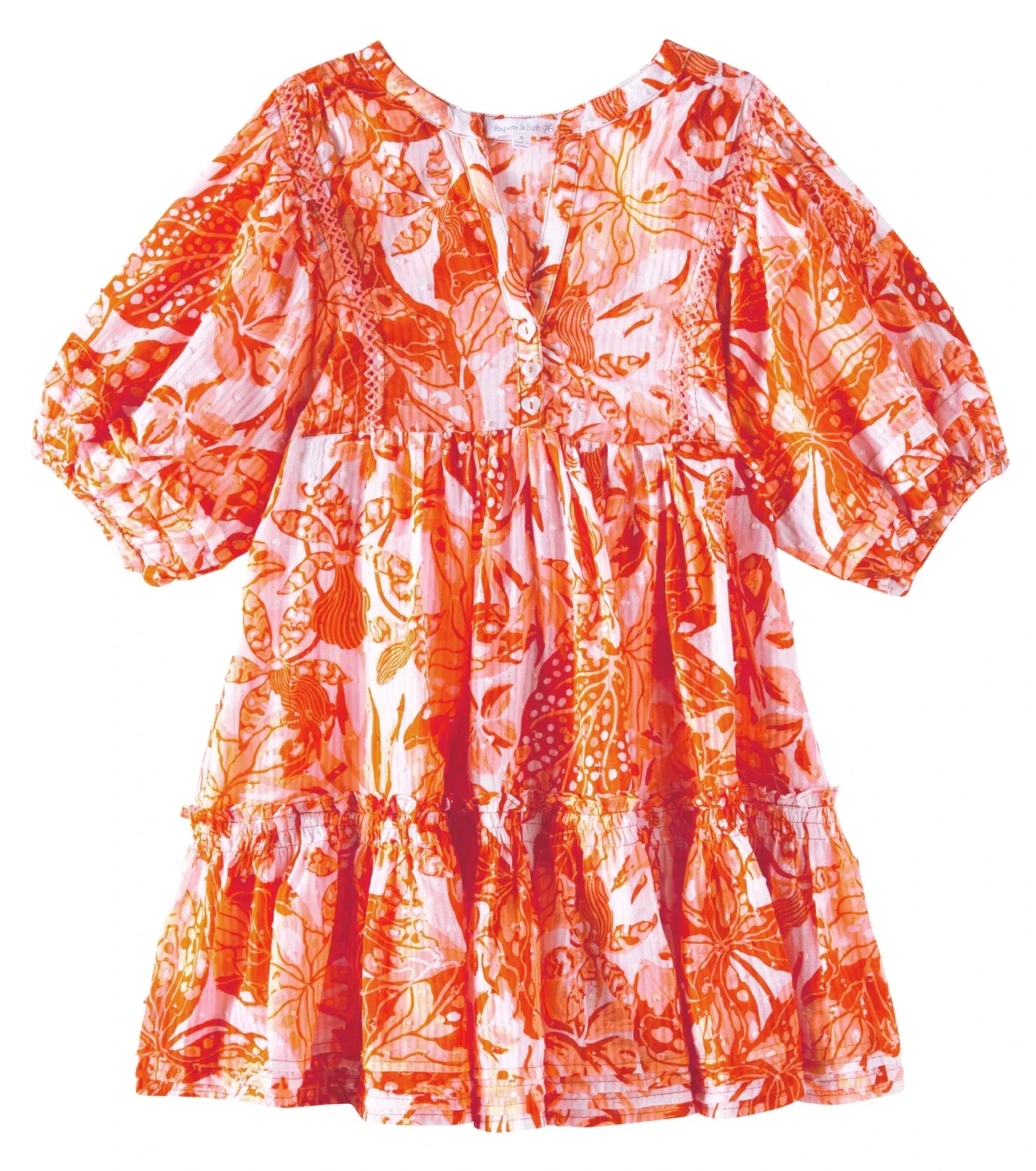 Платье цветочное Aria Poupette St Barth Kids, оранжевый