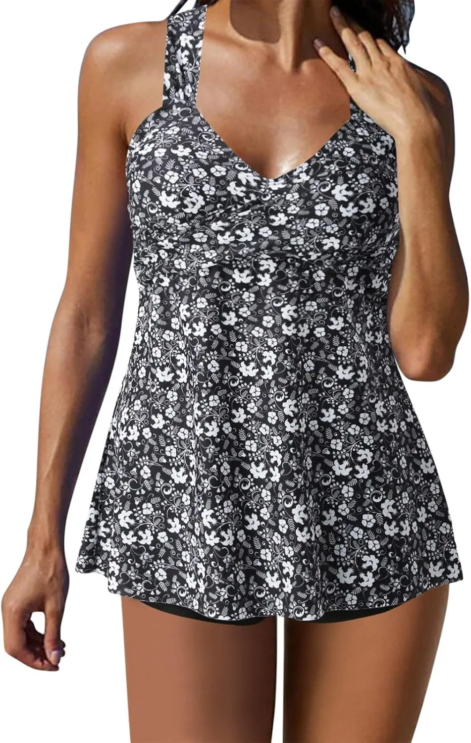 Женский купальный костюм с эффектом утяжки живота Swimdress, White
