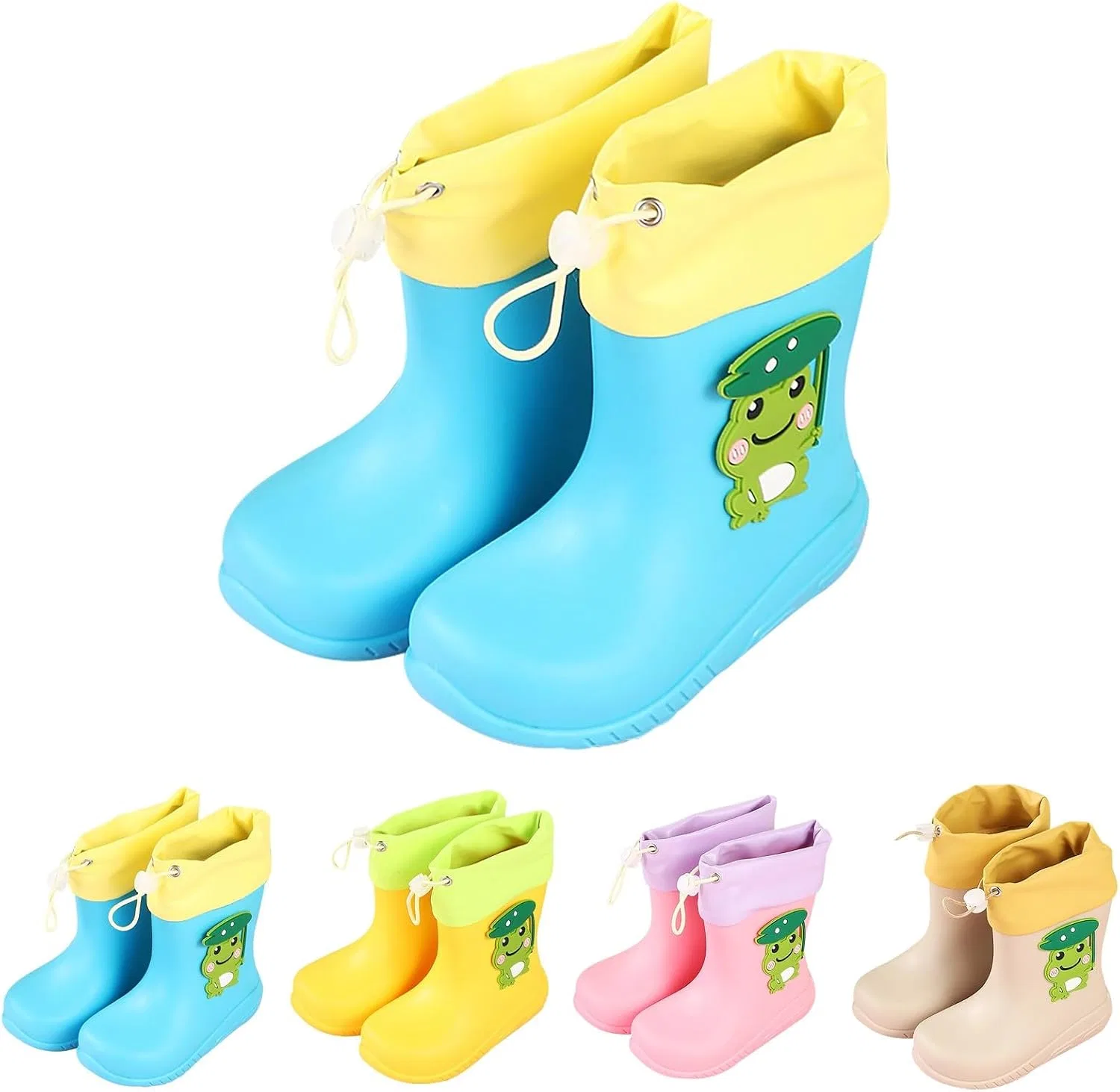 Детские резиновые сапоги для девочек с принтом лягушки Frog Graphic, Sky Blue — фото 4