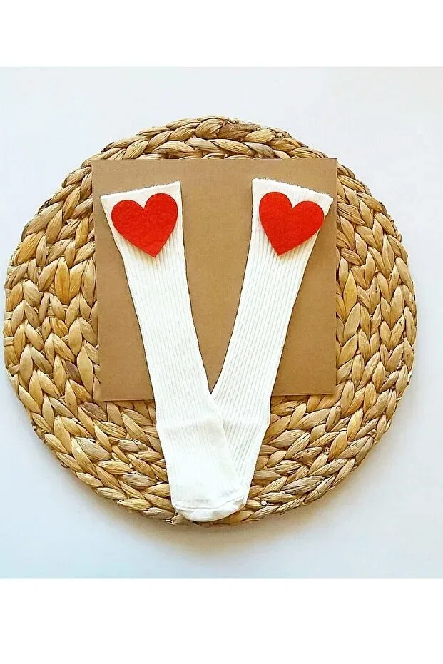 Детские носки для девочек с рисунком Asa Bebek Çocuk, Red Heart Ecru Socks
