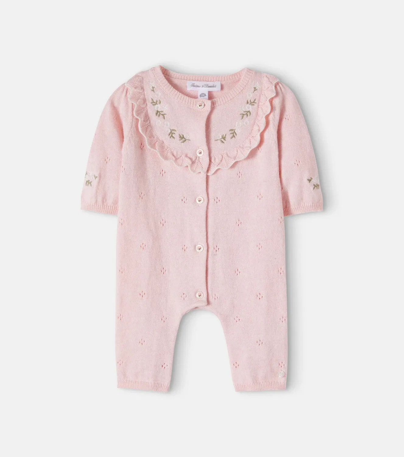 Комбинезон хлопковый с кашемиром Baby pointelle Tartine Et Chocolat, розовый