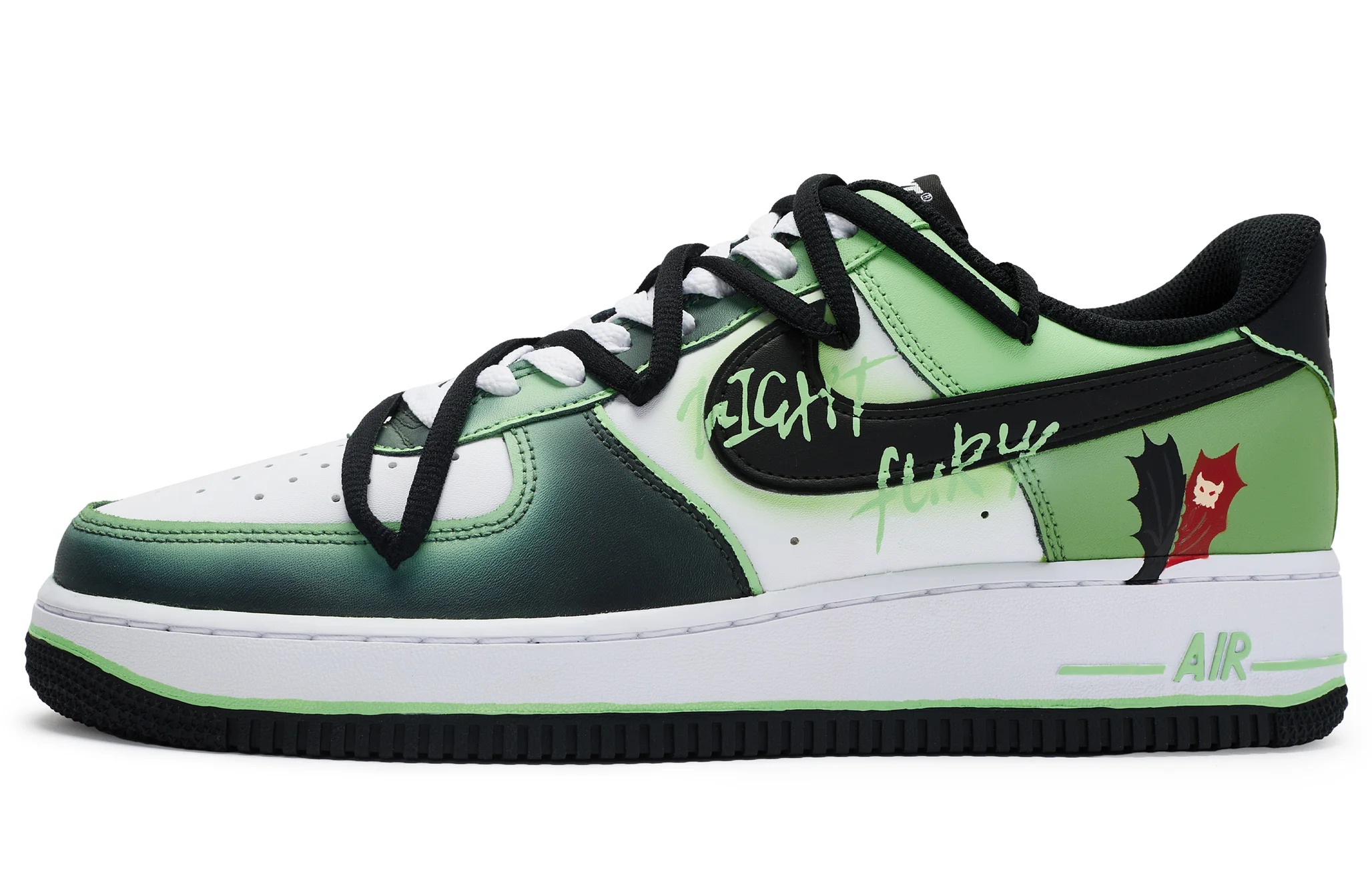 

Кастомизированные кроссовки Nike Air Force 1 Skateboarding Shoes Men, черный/зеленый