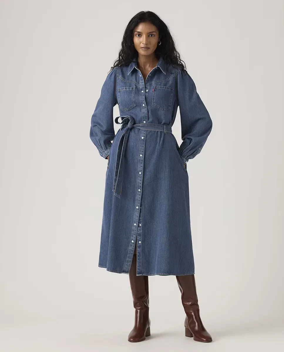 Женское платье из тенселя с длинным рукавом Levi's, Azul