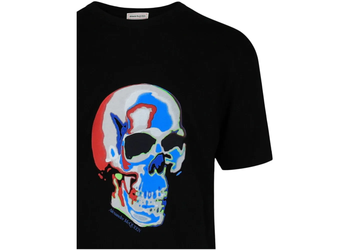 Мужская футболка с принтом Alexander McQueen Solarized Skull Graphic, Black Multi — фото 3