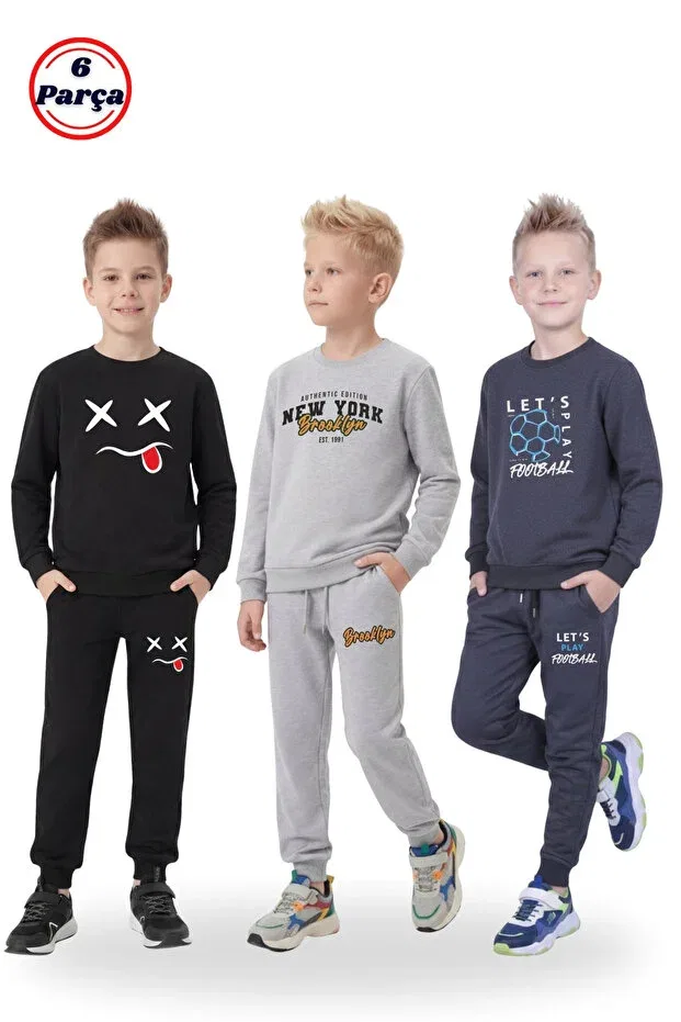 Детский спортивный комплект для мальчиков с принтом Fyk Kids, Black-Grey-Smoked