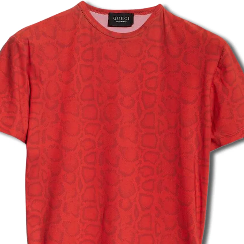Мужская футболка с круглым вырезом прямого кроя GUCCI, Red — фото 3