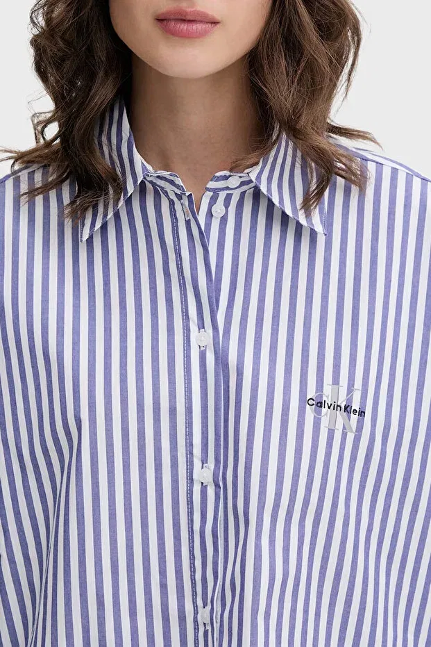 Женская рубашка с длинным рукавом в полоску Calvin Klein, Purple — фото 3