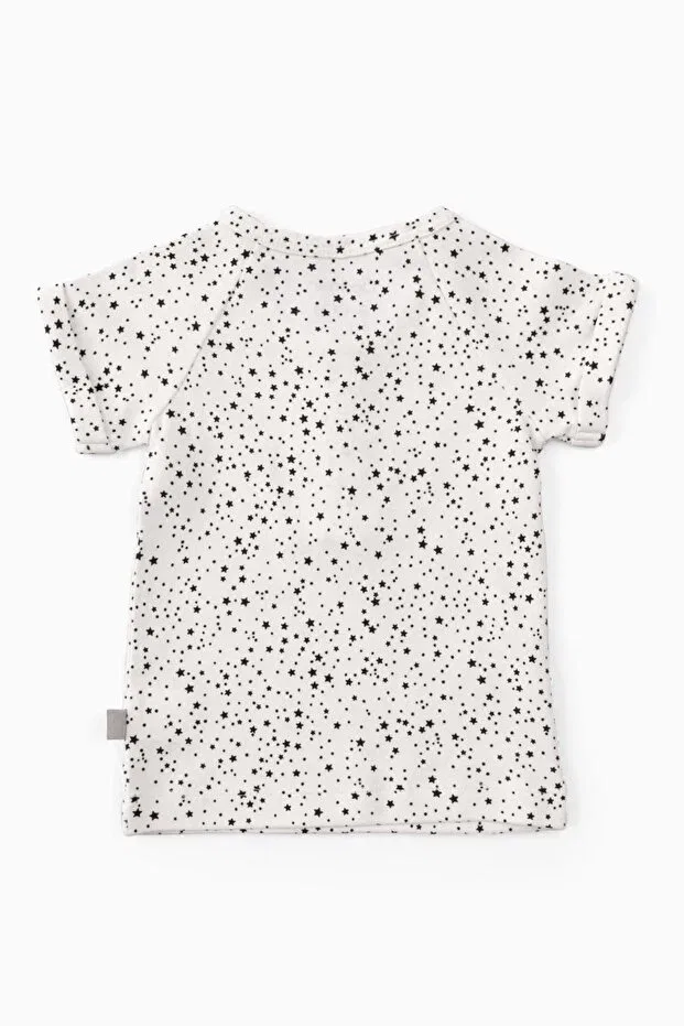 Детская футболка для девочек с принтом Star Dust, Boumini, White — фото 3