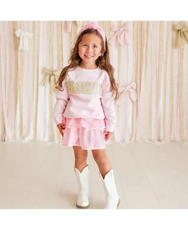 Детская толстовка для девочек с принтом Howdy Patch Sweet Wink, Ballet Pink — фото 2