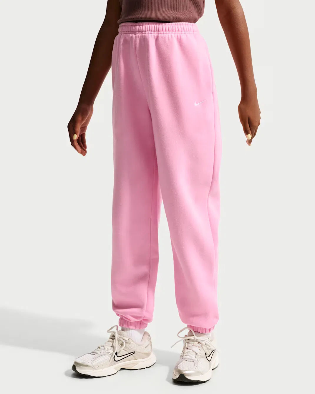 Свободные брюки для девочек Nike Sportswear Studio Fleece, Pink Rise/White — фото 2