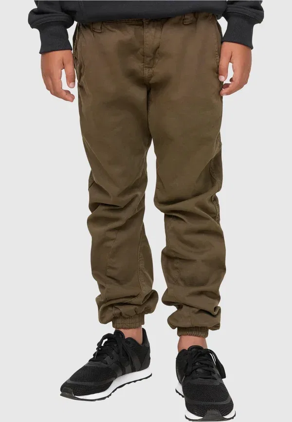 Брюки stretch из хлопка Jogging Urban Classics Olive, оливковый — фото 2